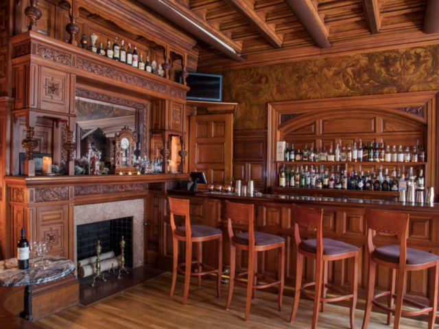 Bar and Fireplace